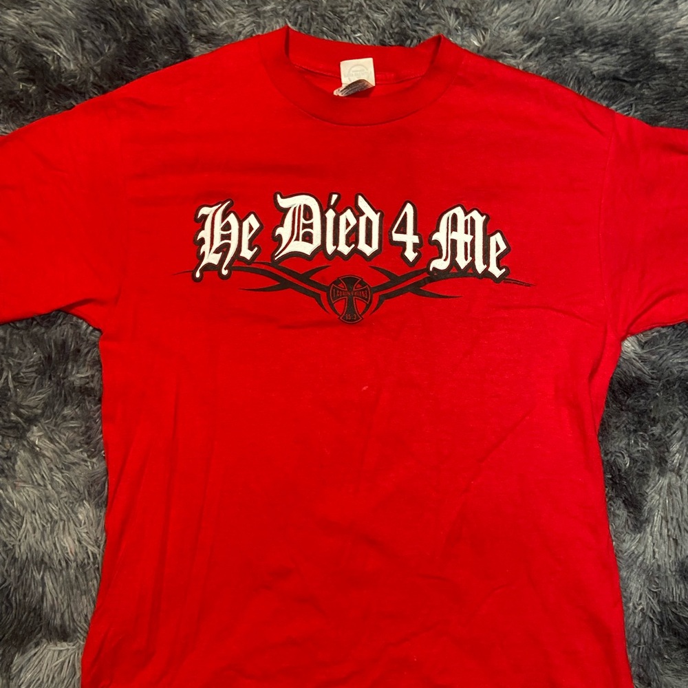 Delta Red 'He Died 4 Me' Graphic Short Sleeve Tee